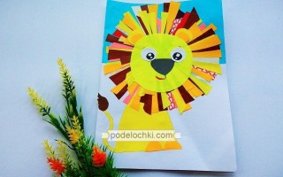 Детская поделка-аппликация из бумаги – солнечный лева