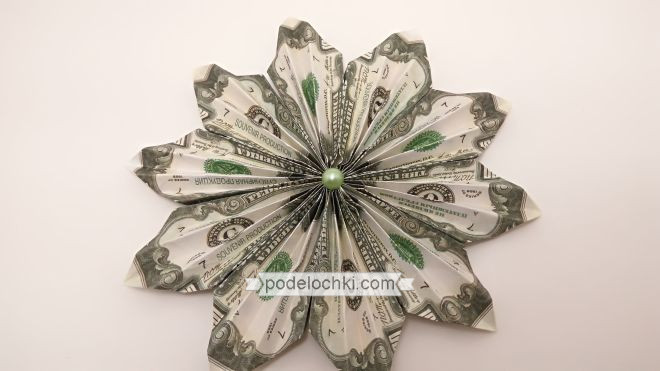 как сделать цветок из денег