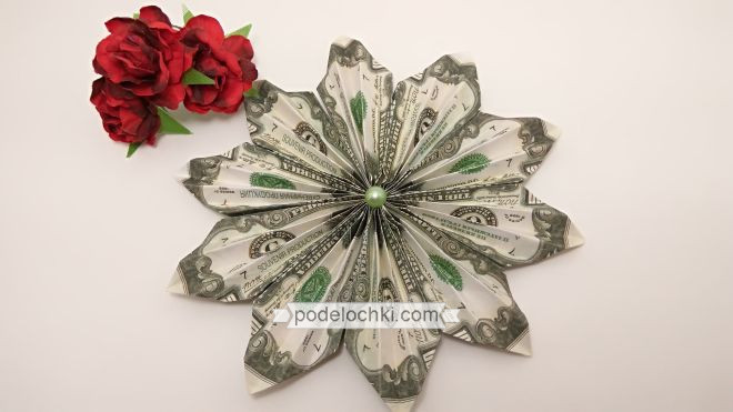 Цветок манигами. Как сделать цветок из денег. Пошаговый мастер-класс с фото